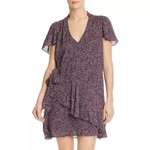 PARKER Indie Ruffled Printed Silk Dress NWT